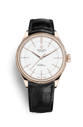 Rolex 50505-0021 : Cellini Time Everose / White / Alligator Black