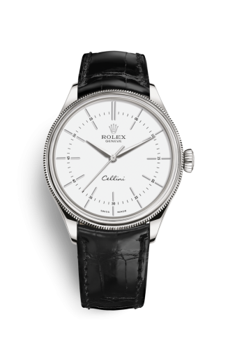 Rolex 50509-0016 : Cellini Time White Gold / White / Alligator Black