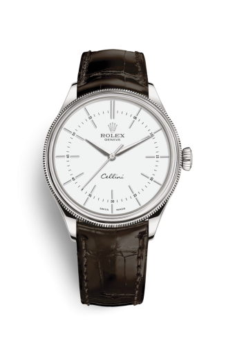 Rolex 50509-0017 : Cellini Time White Gold / White / Alligator Brown