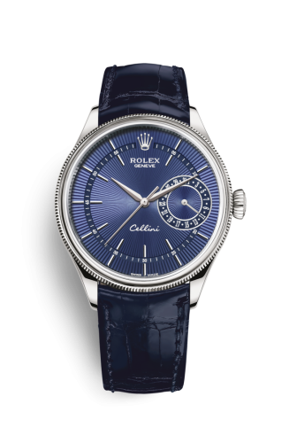 Rolex 50519-0011 : Cellini Date White Gold / Blue / Alligator Blue