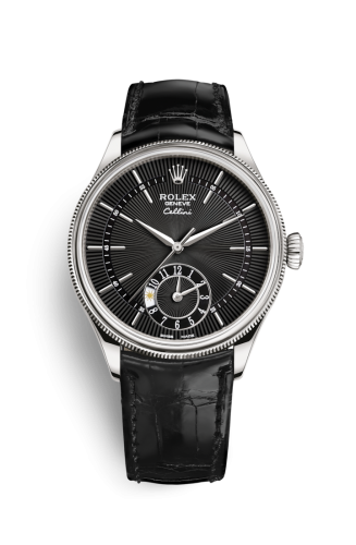 Rolex 50529-0007 : Cellini Dual Time White Gold / Black / Alligator Black