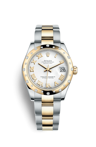 Rolex 178343-0004 : Datejust 31 Rolesor Yellow Domed Diamond / Oyster / White Roman