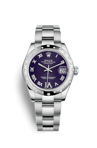 Rolex 178344-0016 : Datejust 31 Stainless Steel Domed Diamond / Oyster / Purple - Roman