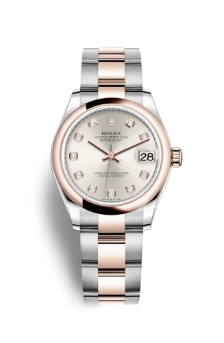 Rolex 278241-0015 : Datejust 31 Stainless Steel/ Rose Gold / Domed / Silver - Diamond / Oyster