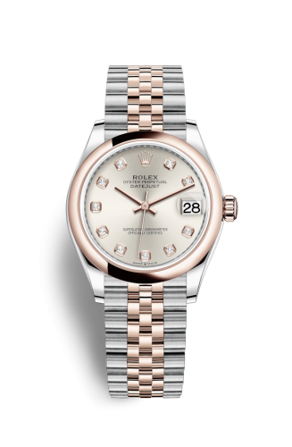 Rolex 278241-0016 : Datejust 31 Stainless Steel/ Rose Gold / Domed / Silver - Diamond / Jubilee