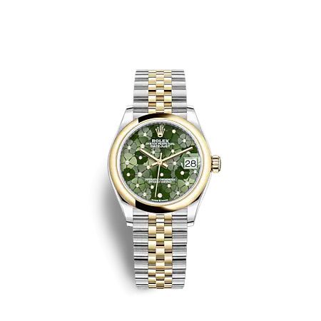 Rolex 278243-0032 : Datejust 31 Stainless Steel / Yellow Gold / Domed / Olive - Floral / Jubilee