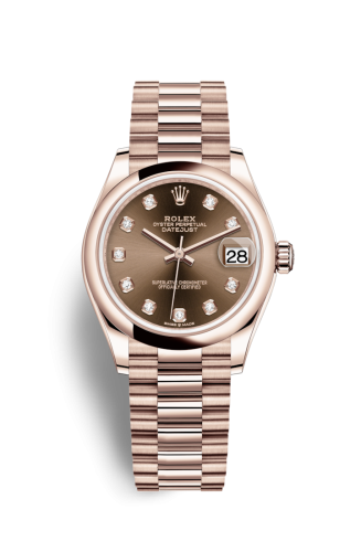 Rolex 278245-0016 : Datejust 31 Rose Gold / Domed / Chocolate - Diamond / President