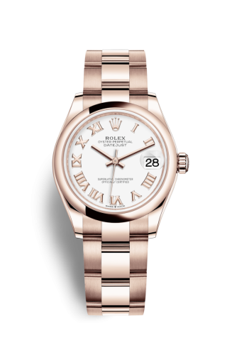 Rolex 278245-0017 : Datejust 31 Rose Gold / Domed / White - Roman / Oyster