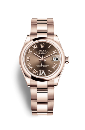 Rolex 278245-0023 : Datejust 31 Rose Gold / Domed / Chocolate - Roman / Oyster
