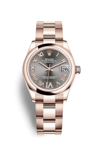 Rolex 278245-0031 : Datejust 31 Rose Gold / Domed / Grey - Roman / Oyster