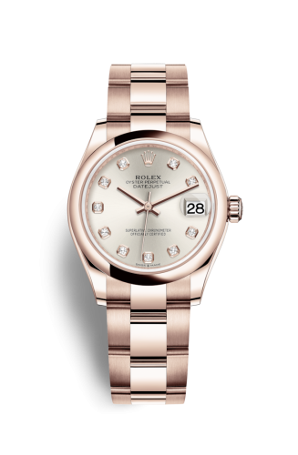 Rolex 278245-0037 : Datejust 31 Rose Gold / Domed / Silver - Diamond / Oyster