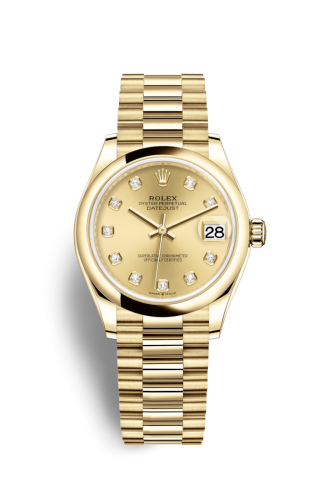 Rolex 278248-0014 : Datejust 31 Yellow Gold / Domed / Champagne - Diamond / President