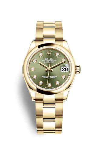 Rolex 278248-0017 : Datejust 31 Yellow Gold / Domed / Olive - Diamond / Oyster