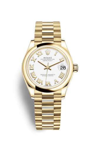 Rolex 278248-0020 : Datejust 31 Yellow Gold / Domed / White - Roman / President