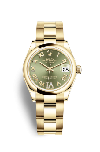 Rolex 278248-0029 : Datejust 31 Yellow Gold / Domed / Olive  - Roman / Oyster