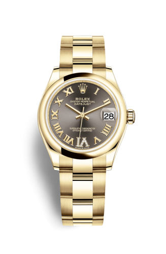 Rolex 278248-0031 : Datejust 31 Yellow Gold / Domed / Grey - Roman / Oyster