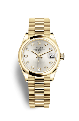 Rolex 278248-0034 : Datejust 31 Yellow Gold / Domed / Silver - Diamond / President