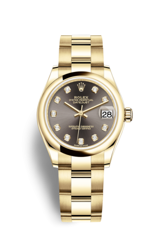 Rolex 278248-0035 : Datejust 31 Yellow Gold / Domed / Grey - Diamond / Oyster