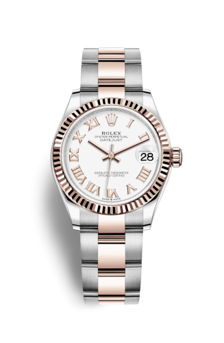 Rolex 278271-0001 : Datejust 31 Stainless Steel/ Rose Gold / Fluted / White - Roman / Oyster