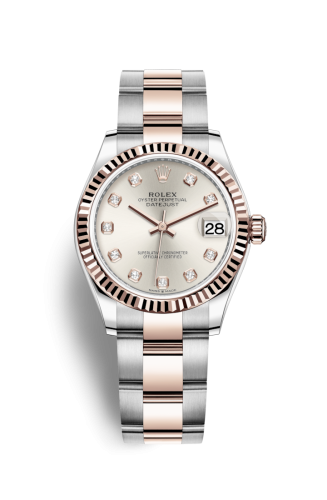 Rolex 278271-0015 : Datejust 31 Stainless Steel/ Rose Gold / Fluted / Silver - Diamond / Oyster