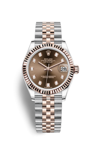 Rolex 278271-0028 : Datejust 31 Stainless Steel/ Rose Gold / Fluted / Chocolate - Diamond / Jubilee
