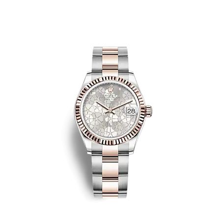 Rolex 278271-0031 : Datejust 31 Stainless Steel/ Rose Gold / Fluted / Silver - Floral / Oyster