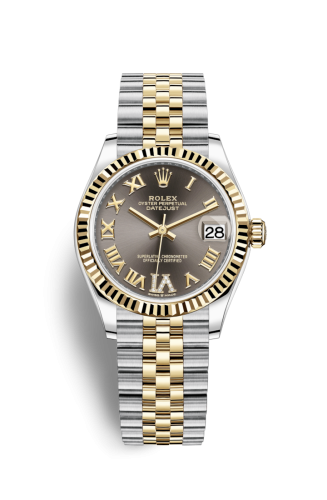 Rolex 278273-0018 : Datejust 31 Stainless Steel / Yellow Gold / Fluted / Grey - Roman / Jubilee