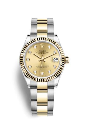 Rolex 278273-0025 : Datejust 31 Stainless Steel / Yellow Gold / Fluted / Champagne - Diamond / Oyster