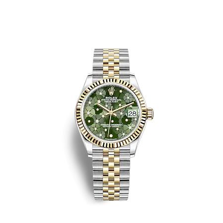 Rolex 278273-0032 : Datejust 31 Stainless Steel / Yellow Gold / Fluted / Olive - Floral / Jubilee