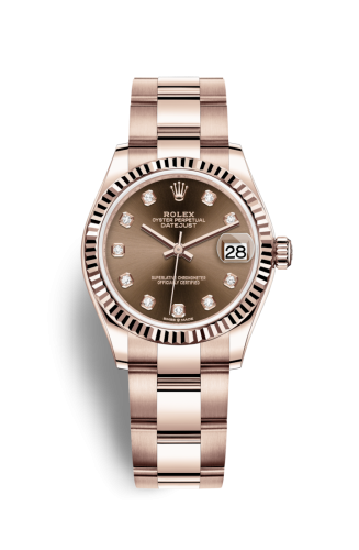 Rolex 278275-0017 : Datejust 31 Rose Gold / Fluted / Chocolate - Diamond / Oyster