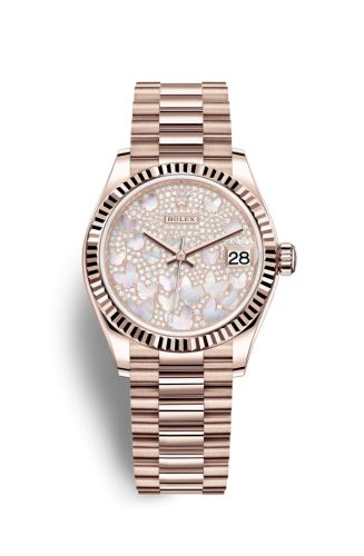 Rolex 278275-0021 : Datejust 31 Rose Gold / Fluted / Butterfly / President