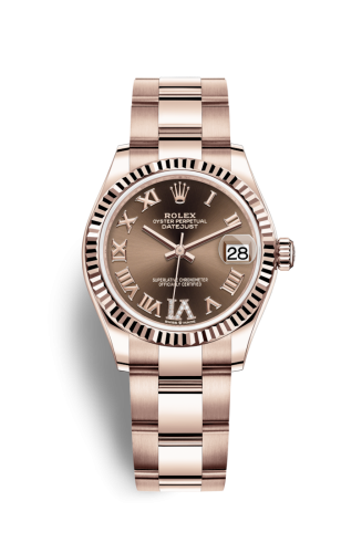 Rolex 278275-0024 : Datejust 31 Rose Gold / Fluted / Chocolate - Roman / Oyster