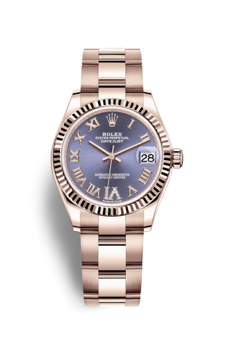 Rolex 278275-0028 : Datejust 31 Rose Gold / Fluted / Aubergine - Roman / Oyster