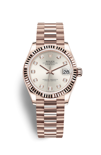 Rolex 278275-0039 : Datejust 31 Rose Gold / Fluted / Silver - Diamond / President