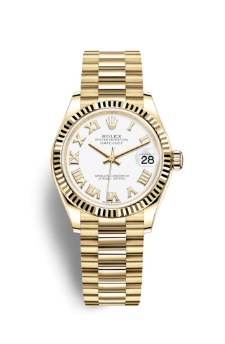 Rolex 278278-0020 : Datejust 31 Yellow Gold / Fluted / White - Roman / President
