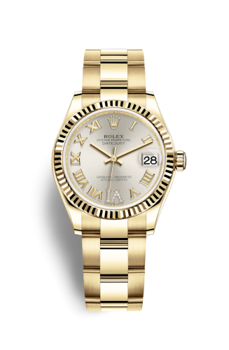 Rolex 278278-0027 : Datejust 31 Yellow Gold / Fluted / Silver - Roman / Oyster