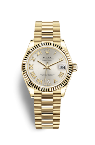 Rolex 278278-0028 : Datejust 31 Yellow Gold / Fluted / Silver - Roman / President