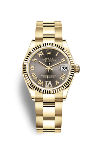 Rolex 278278-0031 : Datejust 31 Yellow Gold / Fluted / Grey - Roman / Oyster