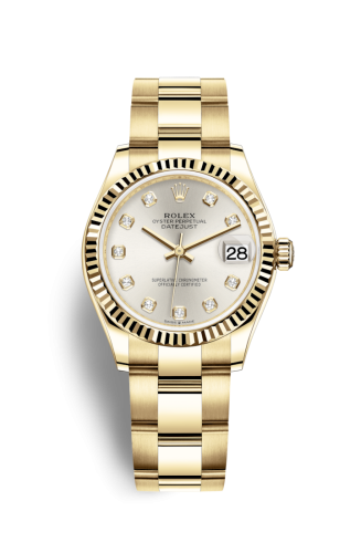 Rolex 278278-0033 : Datejust 31 Yellow Gold / Fluted / Silver - Diamond / Oyster