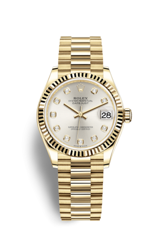 Rolex 278278-0034 : Datejust 31 Yellow Gold / Fluted / Silver - Diamond / President