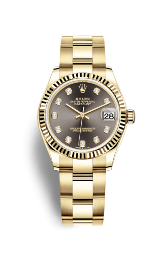 Rolex 278278-0035 : Datejust 31 Yellow Gold / Fluted / Grey - Diamond / Oyster