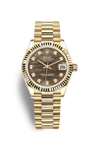 Rolex 278278-0038 : Datejust 31 Yellow Gold / Fluted / Black MOP / President