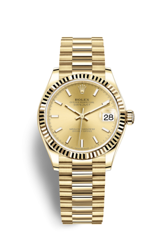 Rolex 278278-0040 : Datejust 31 Yellow Gold / Fluted / Champagne / President