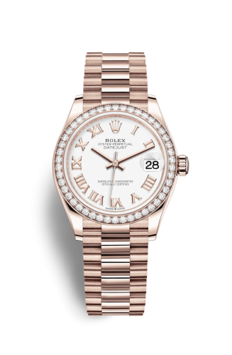 Rolex 278285rbr-0008 : Datejust 31 Rose Gold / Diamond / White - Roman / President