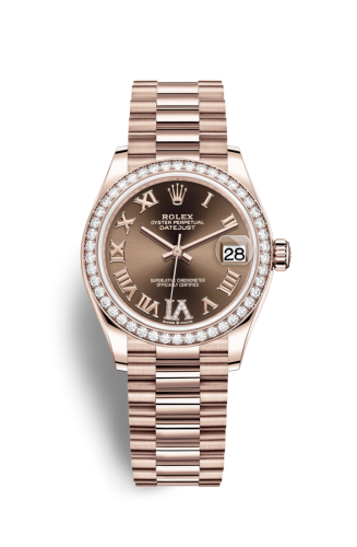 Rolex 278285rbr-0016 : Datejust 31 Rose Gold / Diamond / Chocolate - Roman / President