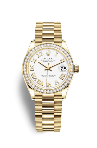 Rolex 278288rbr-0009 : Datejust 31 Yellow Gold - Diamond / White - Roman / President
