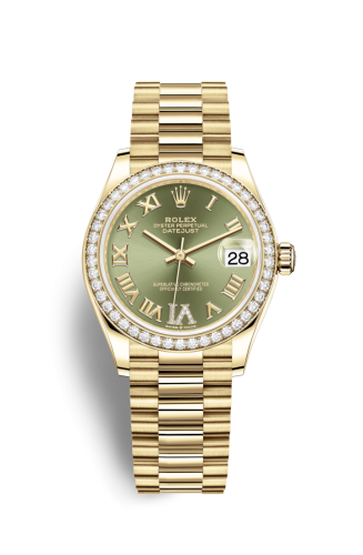 Rolex 278288rbr-0024 : Datejust 31 Yellow Gold / Diamond / Olive  - Roman / President