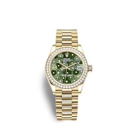 Rolex 278288RBR-0038 : Datejust 31 Yellow Gold - Diamond / Olive - Floral / President