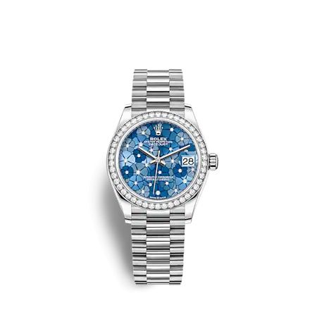 Rolex 278289RBR-0025 : Datejust 31 White Gold - Diamond / Blue - Floral / President