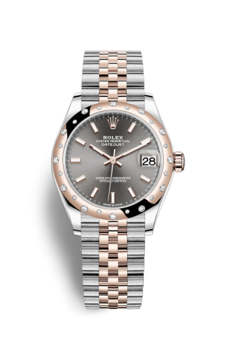 Rolex 278341rbr-0018 : Datejust 31 Stainless Steel/ Rose Gold / Domed - Diamond / Grey / Jubilee